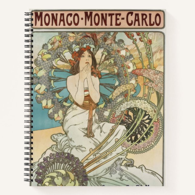 Carnet Poster Mont-Carlo vintage par Alphonse Mucha (Devant)