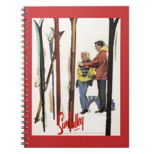 Carnet Poster Skis debout dans la neige par un couple