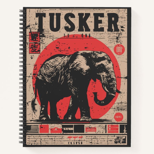 Carnet Poster vintage Elephant Safari Propagande japonais (Devant)