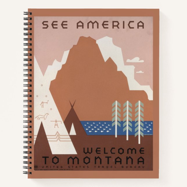 Carnet Poster vintage Promouvoir Les Voyages Au Montana.  (Devant)