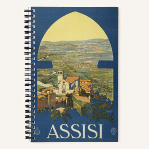 Carnet Poster Vintage voyage D'Assise, Italie