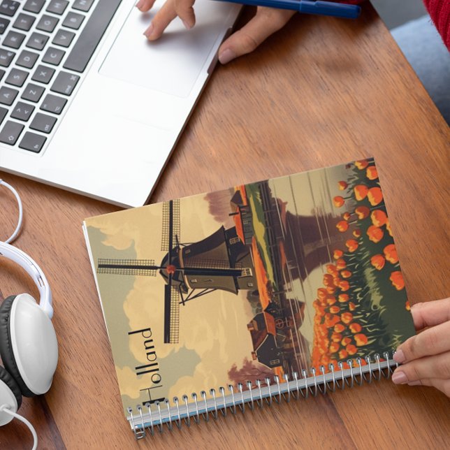 Carnet Poster Vintage voyage de Hollande, personnalisable (Créateur téléchargé)