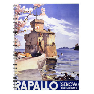 Carnet Poster Vintage voyage Rapallo Genova Italie