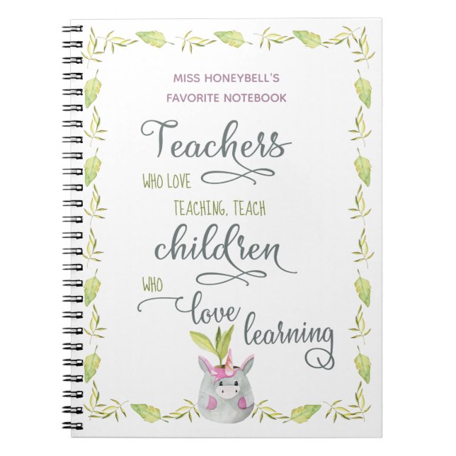 Carnet Pot de fleurs personnalisé avec citation pour les  (Devant)