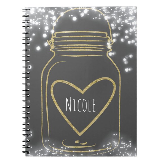 Carnet Pot Mason Jar & Lumières Rustique Glam Couleur au  (Devant)