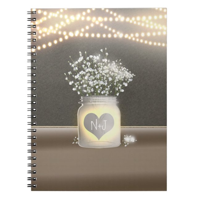 Carnet Pot Mason Lumineux en Forme de Coeur & Baby's Brea (Devant)