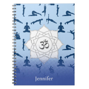 Carnet Pots De Yoga Et Fleur De Lotus En Bleu
