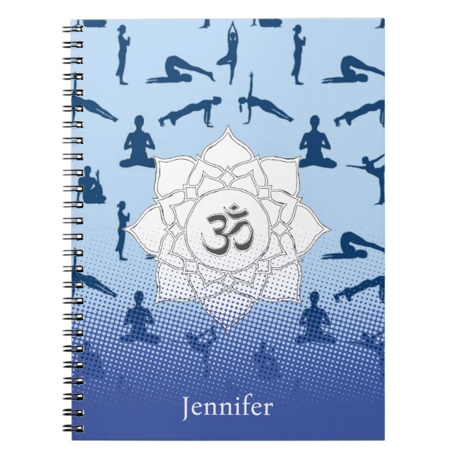 Carnet Pots De Yoga Et Fleur De Lotus En Bleu (Devant)