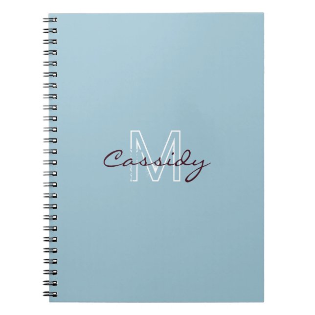 Carnet Poudre bleu Monogramme simple (Devant)