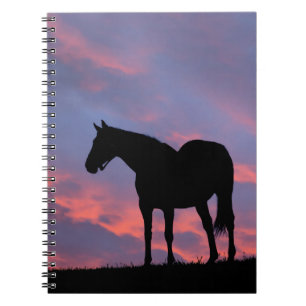 Carnet Poulain de pur-sang en silhouette au lever du sole
