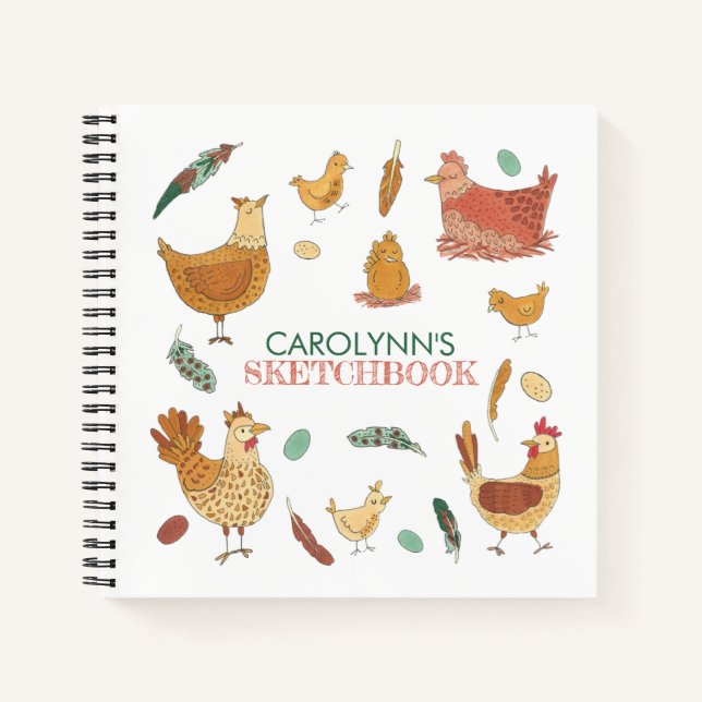 Carnet Poulets Ajouter un nom Sketchbook (Devant)