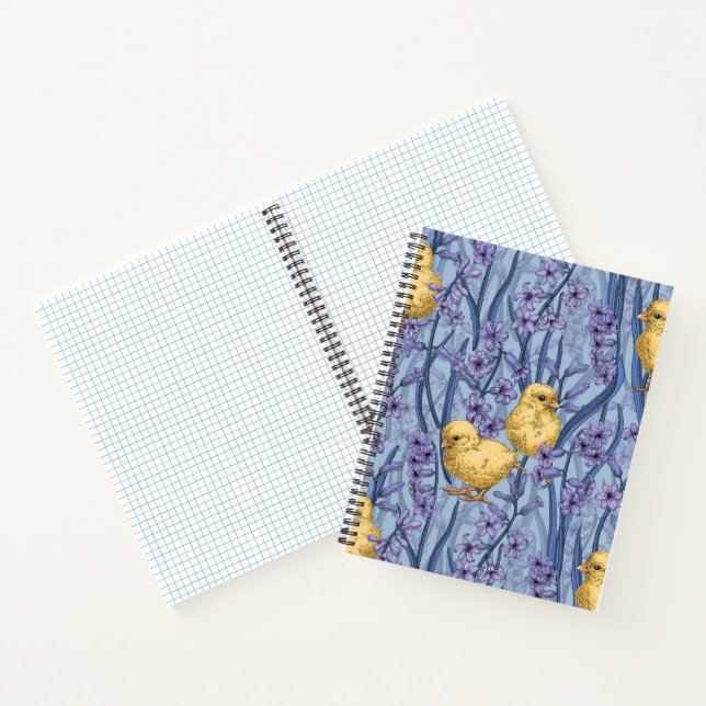 Carnet Poulets et hyacinthes bleu ciel (Intérieur)