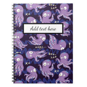 Carnet Poulpe Boo Mignon Violet Vêtements et Décoration p