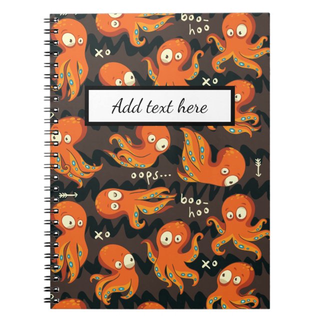 Carnet Poulpe Boo Orange Et Vêtements Et Décoration Pour  (Devant)
