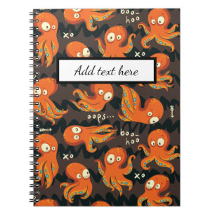 Carnet Poulpe Boo Orange & Noir Vêtements et Décoration p