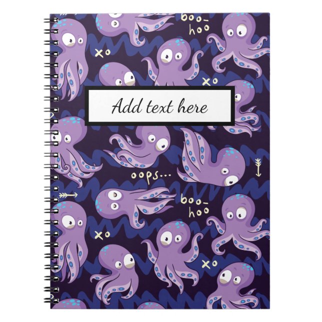 Carnet Poulpe mignon violet vêtements et décoration pour  (Devant)