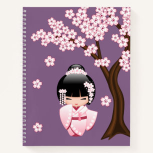 Carnet Poupée blanche Kimono Kokeshi - mignonne Geisha Gi