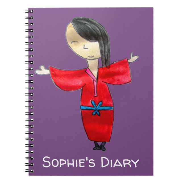 Carnet Poupée de dessin animé japonais en kimono rouge, a (Devant)