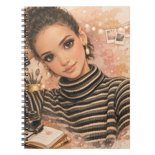 Carnet Poupée de mode de luxe – Illustration de style por (Devant)