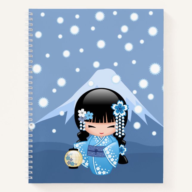Carnet Poupée Kokeshi d'hiver - Blue Mountain Geisha Girl (Devant)
