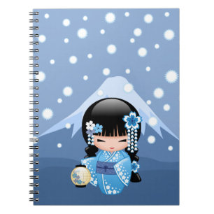 Carnet Poupée Kokeshi d'hiver - Blue Mountain Geisha Girl