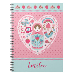 Carnet Poupée russe jolie rose Matryoshka