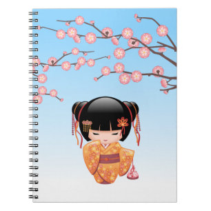 Carnet Poupée Ume Kokeshi - Japonaise Geisha Girl Blue
