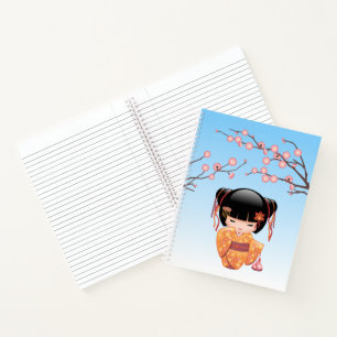 Carnet Poupée Ume Kokeshi - Japonaise Geisha Girl Blue