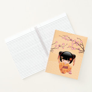 Carnet Poupée Ume Kokeshi - Japonaise Pêche Geisha Girl