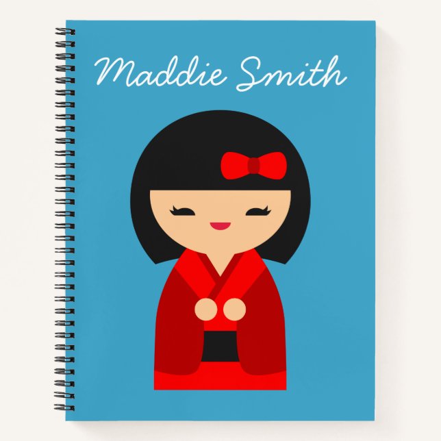 Carnet Poupées japonaises Red Kokeshi (Devant)