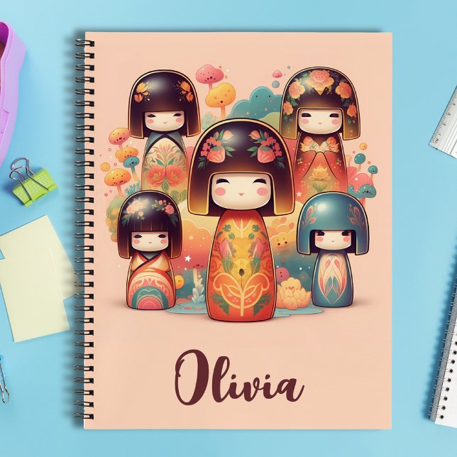 Carnet Poupées Kokeshi aquarelle pour filles (Créateur téléchargé)