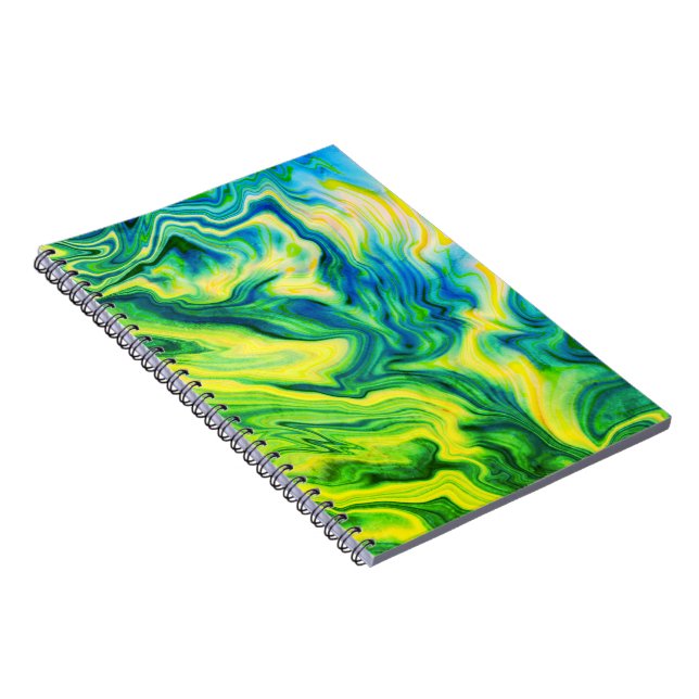 Carnet Pour acrylique, Bleu, Vert, Jaune / spirale (Côté Droit)