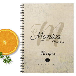 Carnet Pour recettes de chef un Monogramme élégant sur le