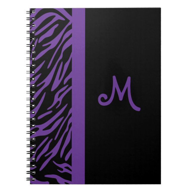 Carnet pourpre de monogramme de rayure de zèbre (Devant)