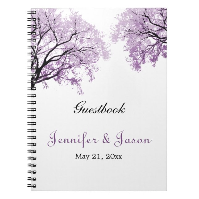 Carnet pourpre en pastel d'arbres - Guestbook (Devant)