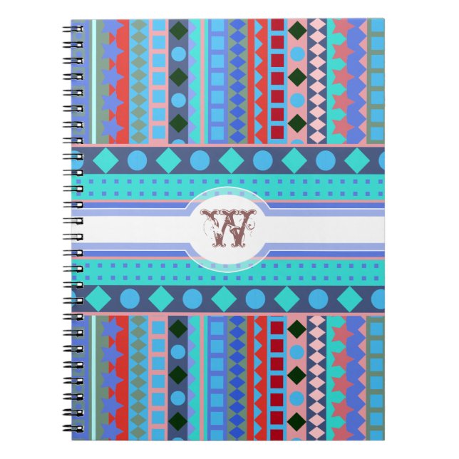 Carnet Pourpre et motif tribal de rayures de zigzag de (Devant)