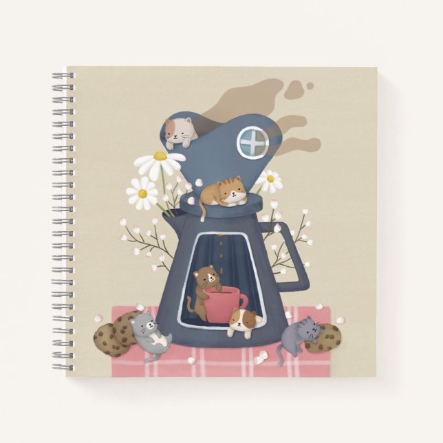 Carnet Poussière à café et chatons (Devant)