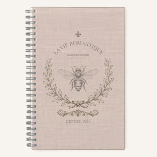 Carnet Poussiéreux Rose Miel Abeille Vintage Campagne Fra