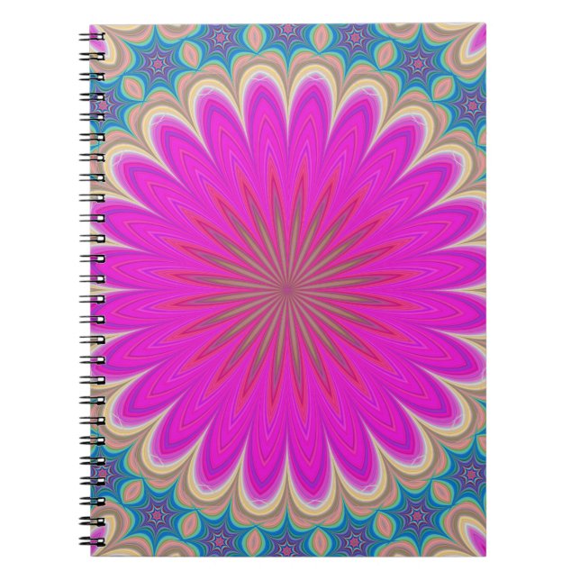 Carnet Pouvoir floral rétro Mandala psychédélique (Devant)