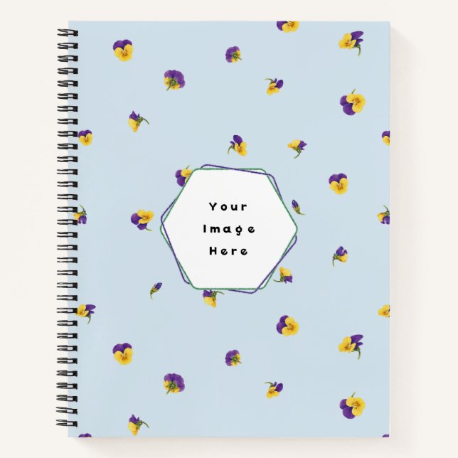 Carnet Powder Blue Purple Yellow Viola Floral Pattern (Devant)