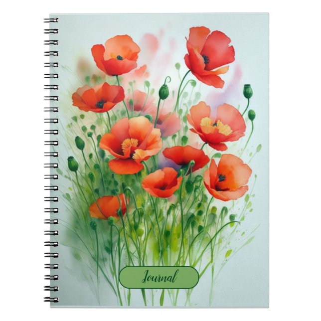 Carnet Prairie de coquelicots, aquarelle - (Devant)