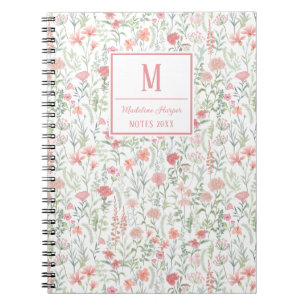 Carnet Prairie de fleurs sauvages coquette personnalisée