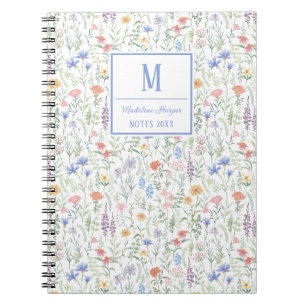 Carnet Prairie de fleurs sauvages coquette personnalisée