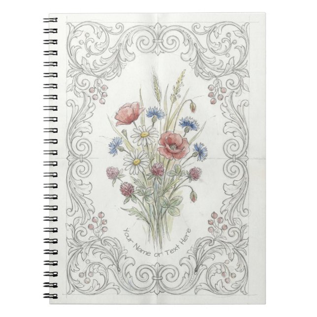 Carnet Prairie de fleurs sauvages ensoleillée : Botanique (Devant)