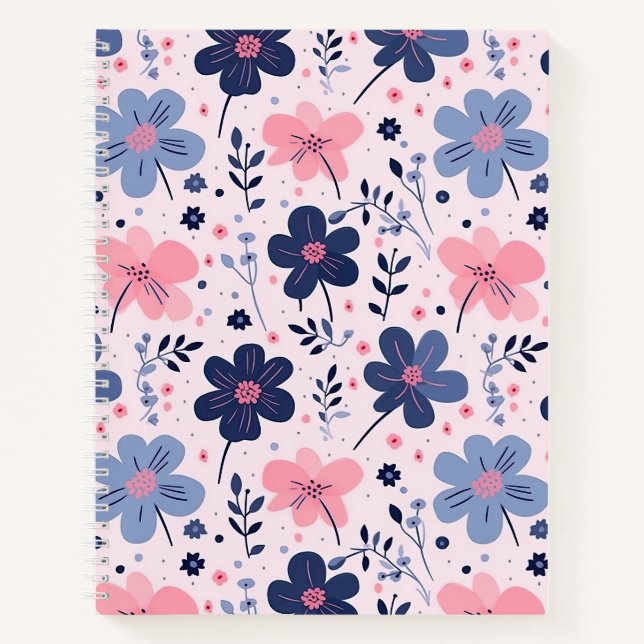Carnet Prairie de Fleurs Sauvages Rose Bleu Clair Esthéti (Devant)