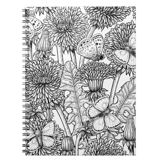 Carnet Pré Dandelion en noir et blanc (Devant)