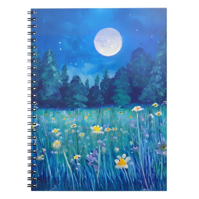 Carnet Pré et forêt sous une Pleine lune (Devant)
