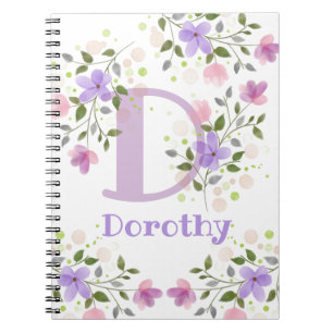 Carnet Premier nom initial plus Dorothy avec fleurs