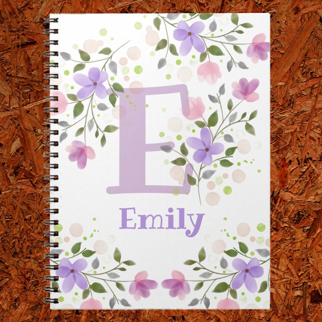 Carnet Premier nom initial Plus Emily avec Fleurs (Créateur téléchargé)