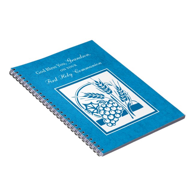 Carnet Première communion petit-fils Bleu, Blé, Raisins (Côté Droit)